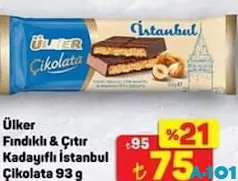 ÜLKER FINDIKLI ÇITIR KADAYIFLI İSTANBUL ÇİKOLATA 93 GR fiyat ve kampanya bilgisi